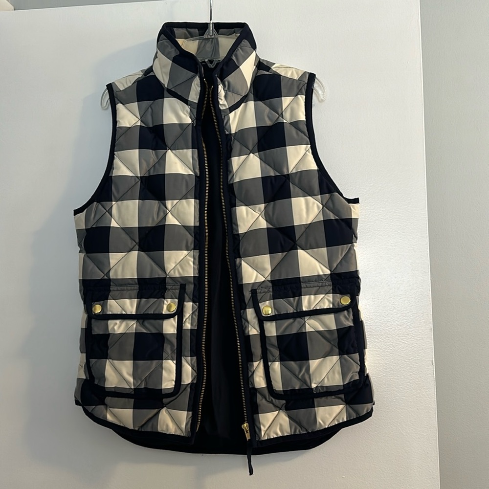J. Crew plaid navy and cream vest size XS